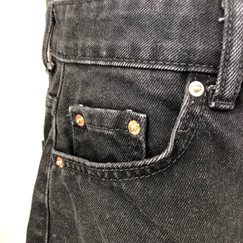 Bershka Denim Black Asymmetrical Y2K Jean Skirt Button Fly 4